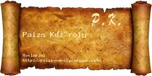 Paizs Károly névjegykártya