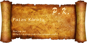 Paizs Károly névjegykártya