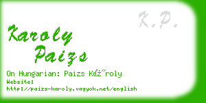 karoly paizs business card